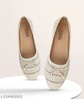 Stylish Bellies for Women (Cream) - Synthetic soles PVC solid pattern slip-on bellies, India-size options IND-3 to IND-9