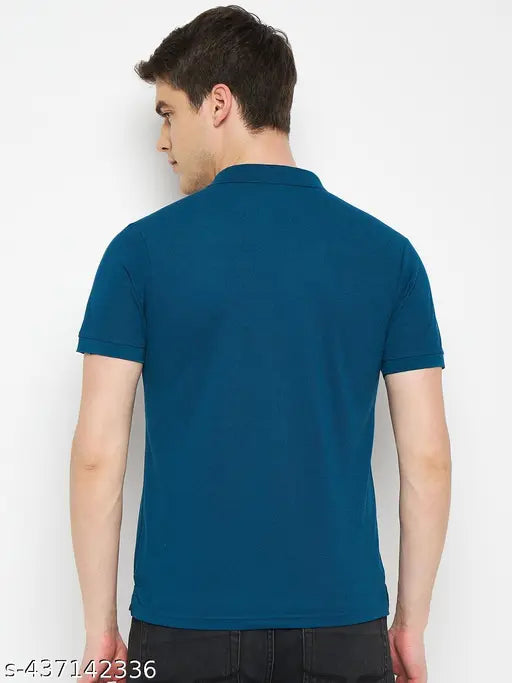 Men's cotton blend polo t-shirt, short sleeves, printed design. (M: 40in x 28in, L: 42in x 29in, XXL: 46in x 30.5in, XXXL: 48in x 31in) India-made men's polo t-shirt with chest logo