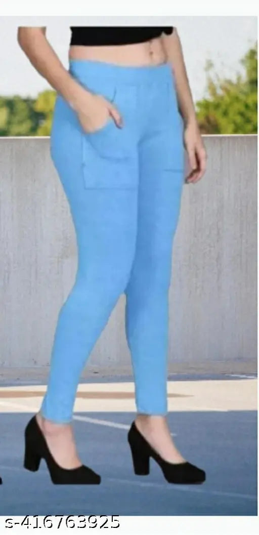 Cotton blend solid-colored women's jeggings pack of 2 - stylish casual wear