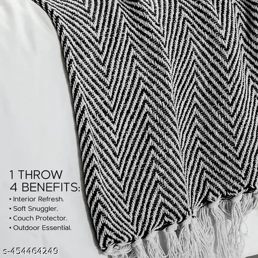 Striped cotton throw, TARANTARAN brand, 50x60 inches for cozy home living