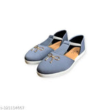 Grey synthetic ballerinas (Bally Foot), embellished ankle loop design for women's and girls' comfortable walking