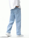 Wide-leg denim jeans for men, solid pattern, available in sizes 28, 32, made in India