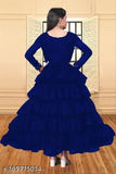 girl's maxi net wedding dress, full length festive party wear for 6-7 to 14-15 years