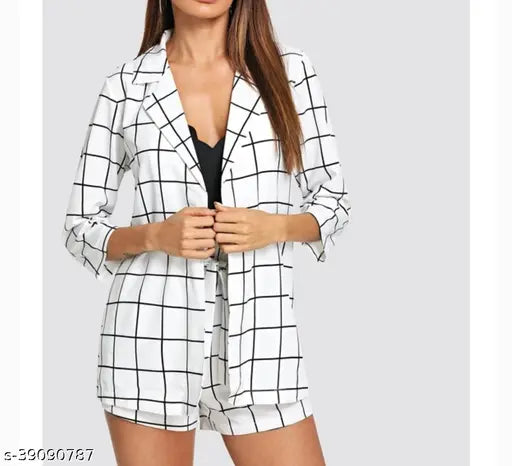 Cotton blend, self-design western shirt and short combo for women in dark wash denim, premium quality fabric, regular collar with three-quarter sleeves