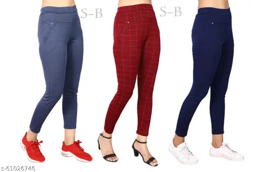 Trendy checked lycra casual Women's jeggings for any season, essential fashion wear