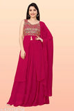 Embroidered designer georgette kurta set with palazzos, sleeveless, ready-to-wear Indian fashion on display