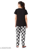 Women's printed cotton night suit set (pack of 1), vibrant pattern on tank top and pyjama bottoms