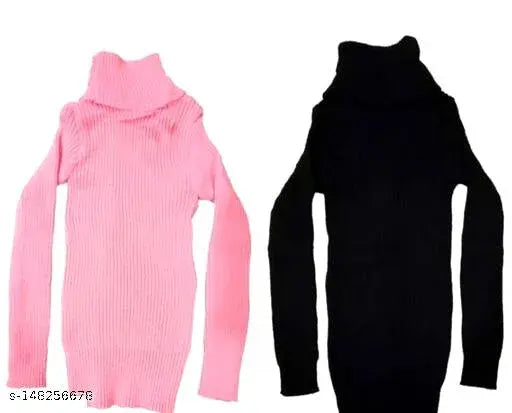 Wool highneck sweaters for babies and toddlers in solid pattern, made in India (0-3M, 0-6M, 6-12M, 12-18M, 18-24M, 0-1Y, 1-2Y, 2-3Y, 3-4Y, 4-5Y, 5-6Y)