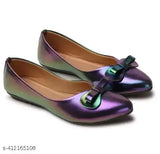 Purple synthetic leather ladies Juti and ballerinas with attractive design, flat belly heels - trendy daily wear and party shoes under 299 INR