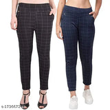 Comfortable checked lycra jeggings for girls (N), stretchable and available in sizes 26-32 inches (India)