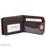 Trendy faux leather wallet for men, features 2 compartments, ID window slots, credit card slots, compact design