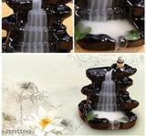 Black poly resin Kailash Parvat Smoke Fountain incense holder with free 10 Back Flow Incense Cones for home decor and Diwali showpiece, handcrafted in India