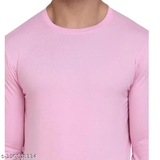 Indian-made, high-quality men's solid cotton blend full sleeve T-shirts (pack of 2)