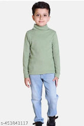 Boys high neck cotton blend turtleneck, solid color for boys' fashionable sweaters, size 6-12 years, made in India
