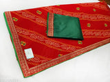 Golden georgette Marwari Bandhani saree with heavy mono Banglori silk blouse, intricate border work, traditional party wear