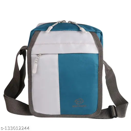 Green and white polyester sling bag with torques-white cross design, perfect for everyday use