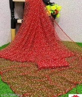 Printed net saree from India, free size with separate blouse piece