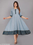 Cotton-linen striped anakali kurti, perfect fit for Indian women in sizes S-XXXL