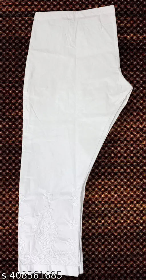 Chikankari cotton women's pant, traditional Indian hand-embroidered clothing on display