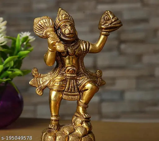 Brass Hanuman idol by Shri Balaji Sarkar, protects from negative energy for luck and prosperity