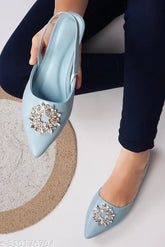 Synthetic open-back embellished ethnic bellies sandals for women & girls by Froh Feet, comfortable soles for style and comfort