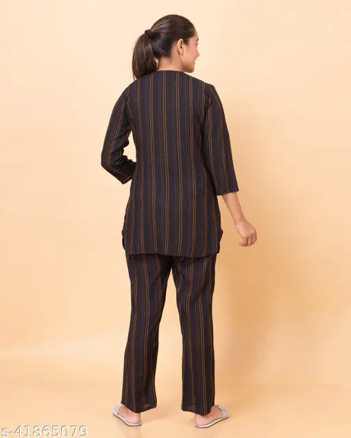 Printed rayon pyjamas for women and girls - comfortable nightwear set in three-quarter sleeves, ideal for working from home. (India origin)