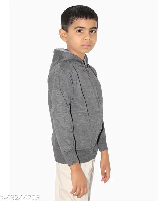 Cotton blend solid color sweatshirt for boys, ideal winter gift, ultra soft fleece material, 4-5 years size