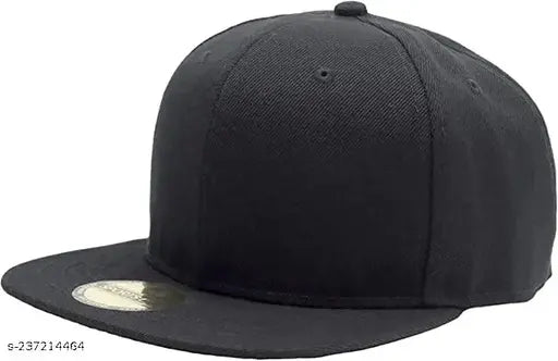 Black Cotton Snapback Cap - INFISPACE Men's hip-hop style cap with adjustable fit, vented for breathability, suitable for various activities, and offers UV protection