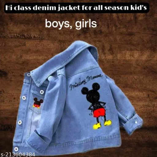 Denim jacket m 105, printed net pattern for kids aged 3-7 years, India-made children's clothing