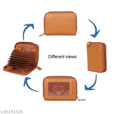 Faux leather designer card holder, men's set of 1, solid color, 5 compartments for cash and cards
