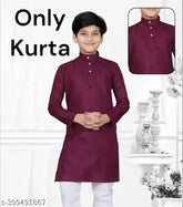 Purple boys cotton kurta, solid pattern for 4-16 years old Indian wear