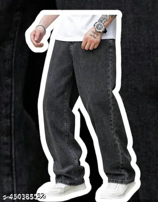 Men's cotton loose-fit jeans, dyed/washed, size 28 (waist 28in, length 38in, hip 38in) - Indian denim wear for casual style