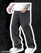 Men's cotton loose-fit jeans, dyed/washed, size 28 (waist 28in, length 38in, hip 38in) - Indian denim wear for casual style