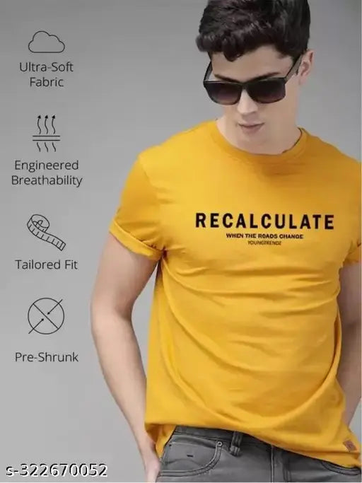 Men's trending cotton t-shirt with short sleeves and printed design, size S (38 in chest). Casual fashion for men from India