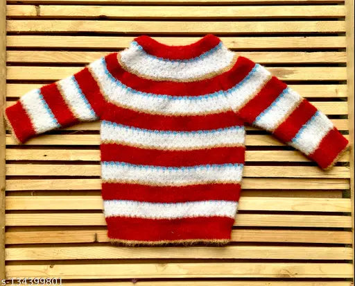 Soft striped woolen newborn baby sweater, 4 Months size, India origin