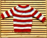 Soft striped woolen newborn baby sweater, 4 Months size, India origin