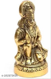Brass Hanuman ji statue sitting, decorative showpiece for home or temple. Indian handcrafted brass Hanuman idol Bajrangbali Murti gift article