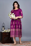 Rayon Buta Gown, three-quarter sleeves, Zari woven pattern, single sizes available from S to XXL