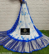 Brasso Moss Chiffon Shibori Print Saree with Contrast Blouse - soft, smooth, premium quality Indian summer collection