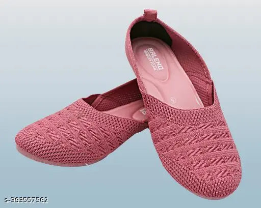 flynet baleno_peach mesh ballerinas, textured slip-on women's shoes from FootForward offering comfort and style in various sizes (IND-5, IND-6, IND-7, IND-8) made in India