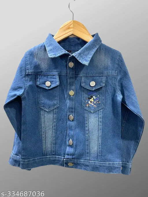 Unisex denim jacket with NASA print, durable for kids aged 3-8 years, made in India