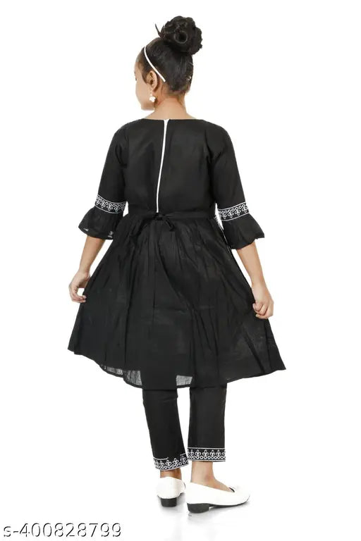 Women's Rayon A-Line Embroidered Kurti & Pant Set - Exquisite Nyra Dress by AMD Fashion, 9-10 years, handcrafted embroidery, Indian fashion