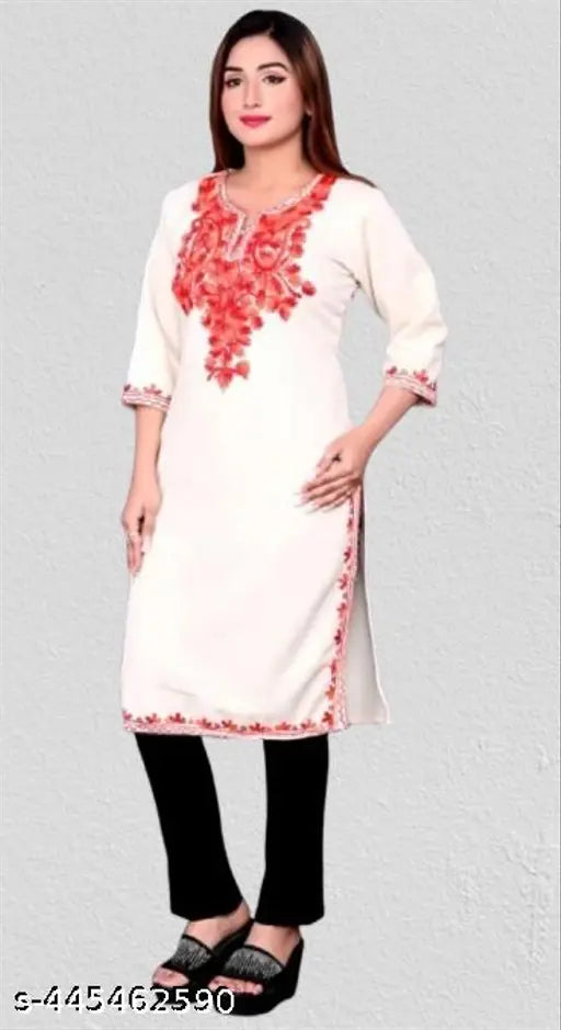 Premium woolen kurti for females, solid combo, three-quarter sleeves. Exquisite woolen collection for winter fashion in various sizes