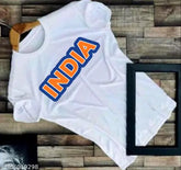White polyester T-shirt with India print, premium quality Tabahee fashion for men and women