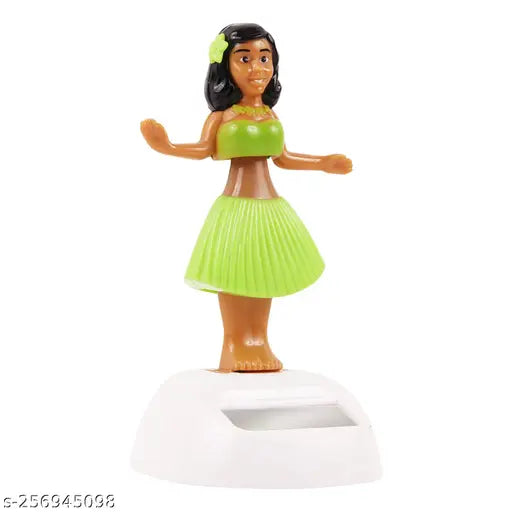 Plastic dancing doll for car dashboard, office study room table. Includes solar-powered flower, bobblehead dolls, lucky cat figurines, Funko Pop! vinyl figures, hula girl, India origin