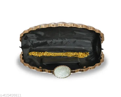 Striped net fabric Shall Design clutch purse, ideal for weekend parties and formal events. Large enough for phone, wallet, keys, and makeup. Made in India