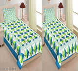 Soft cotton Jaipuri bedsheets combo pack (2), ideal for summer, features geometric print and 2 pillow covers