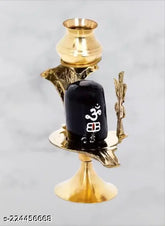 Brass Shiva Lingam Statue, Adi Shankara design, 9cm Indian festive pooja showpiece