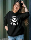 Hello Panda printed acrylic huddy for girls, long sleeves, size S-XL
