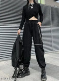 Stylish cotton cargo pants for women, solid net, size 26/28/30/32/34, waist 28/28/30/32/34in, hip 30/30/32/34/34in, India-made